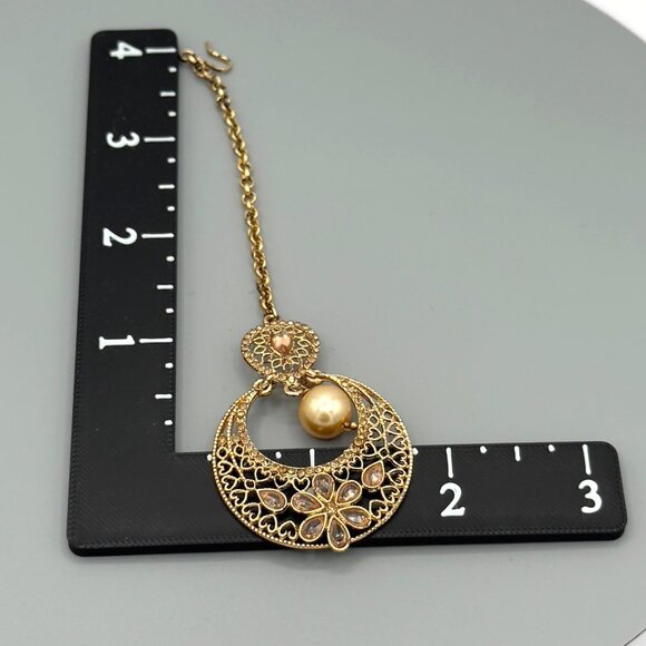 Kundan Meenakari Gold Tone Festive Wear Earrings Danglers Faux Pearl - Picture 10 of 10